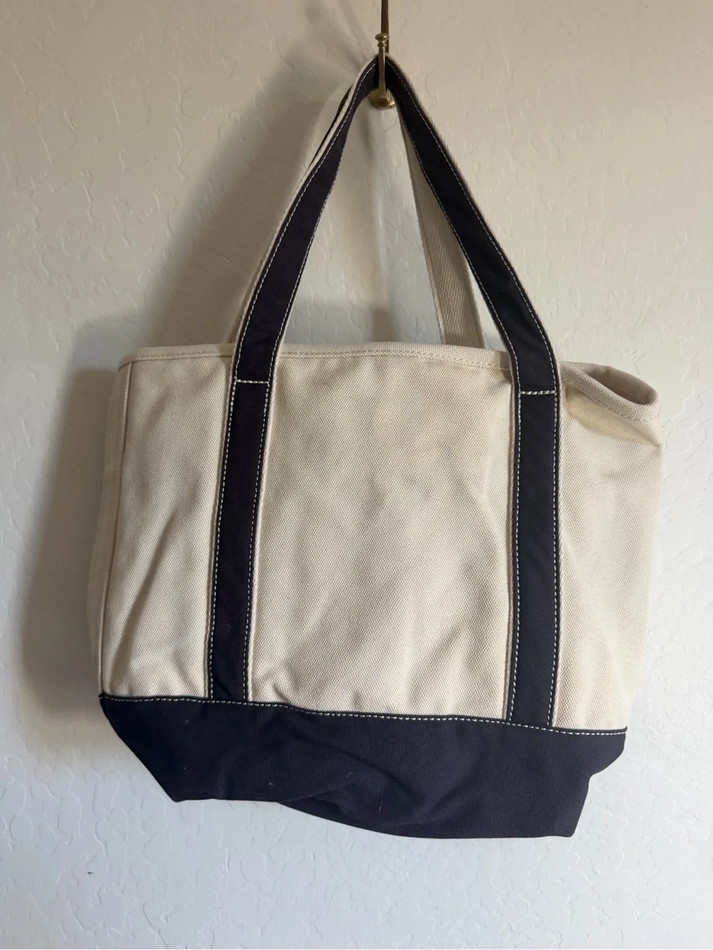 Lands’ End Medium Canvas Open Top Tote Bag Navy Blue Monogrammed 